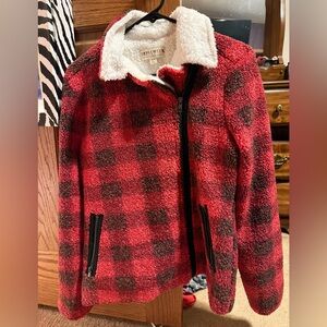 Warm Plaid soft zip up sweater/jacket size small